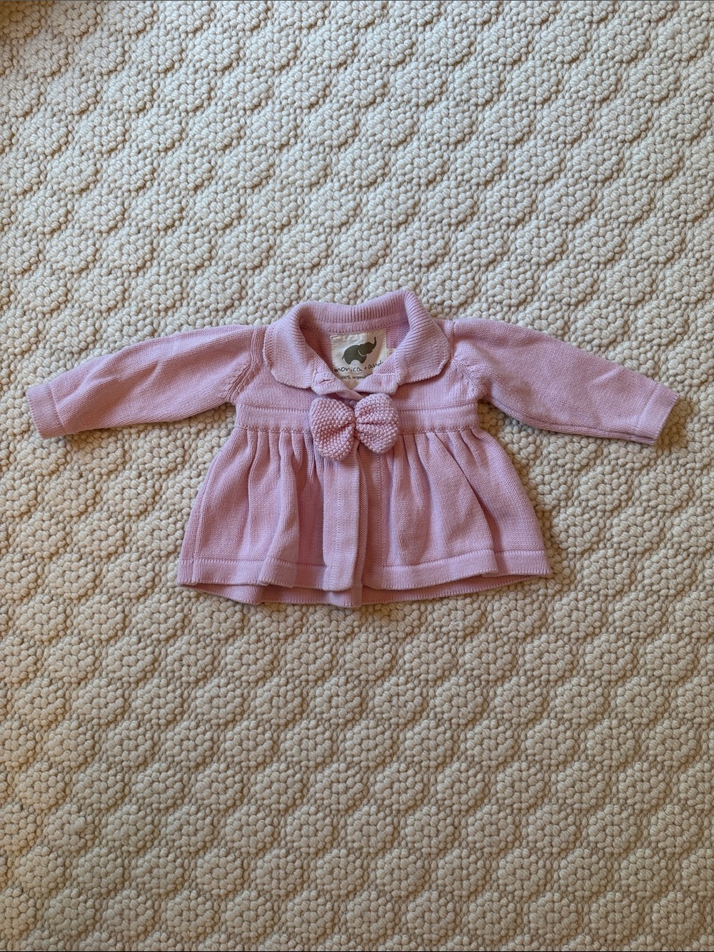 Monica + Andy Pink Baby Bow Cardigan